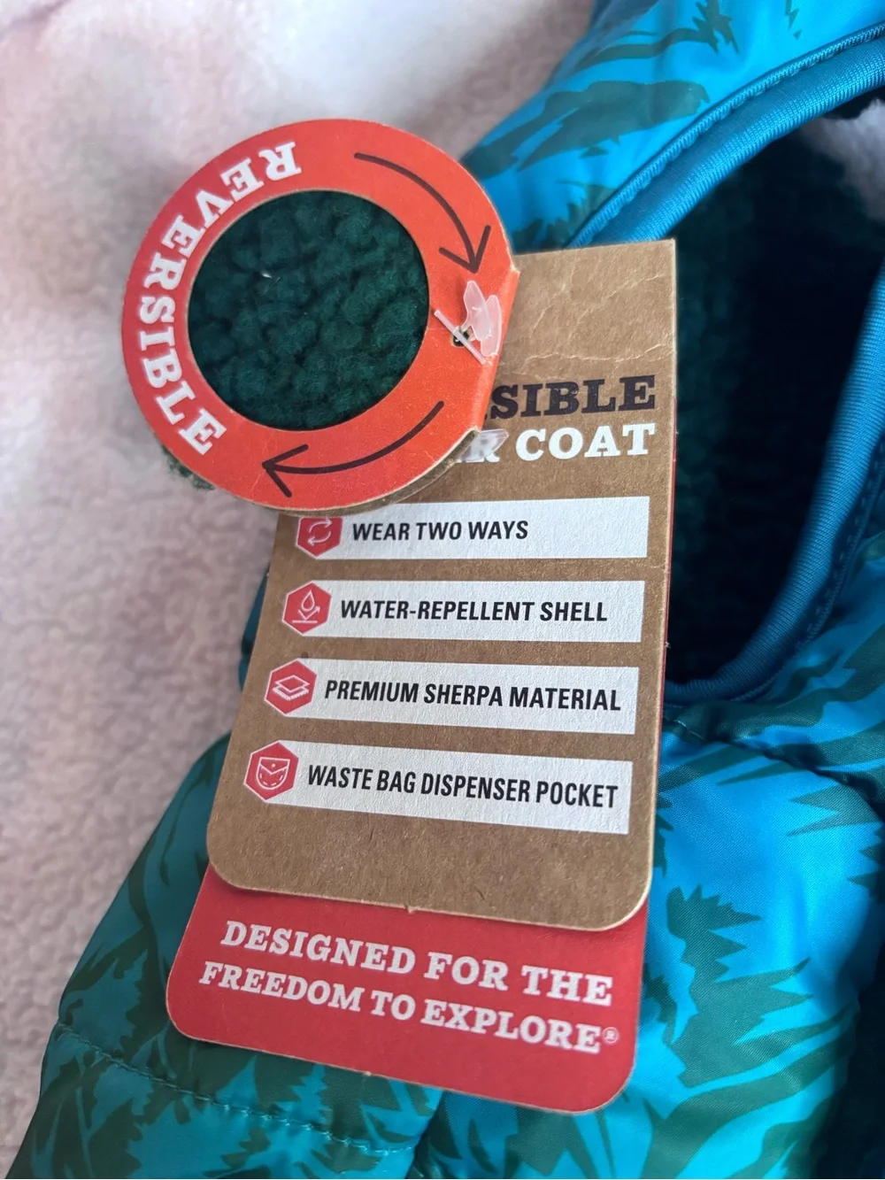 Teal & Dark Green Quilted Dog Puffer Jacket Size S
